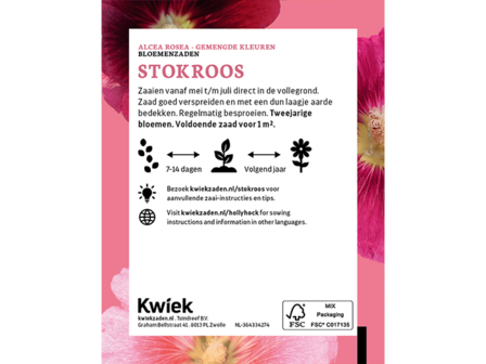 Stokroos zaden -  KWIEK Uitdeel zakjes