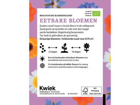 Biologische Eetbare bloemen zaden -  KWIEK Uitdeel zakjes