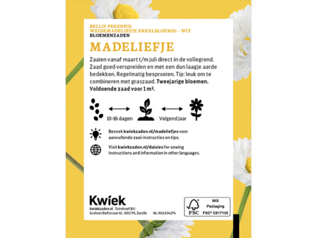 Madelief zaden -  KWIEK Uitdeel zakjes