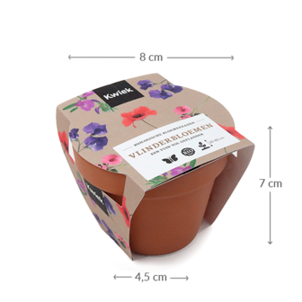 Biologische vlinderbloemen zaden in terracotta potje - Kwiek PootPotje