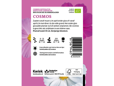Biologische Cosmos zaden -  Kwiek Uitdeel zakjes (op = op)