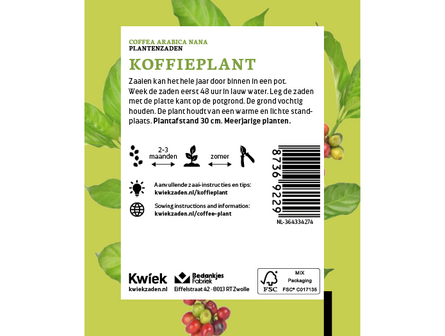 Koffieplant zaden -  Kwiek Uitdeel zakjes (op = op, THT 7-2026)