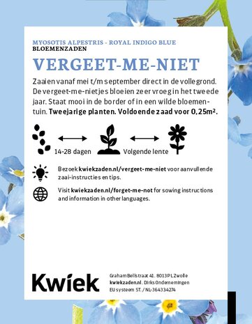 Vergeet-mij-nietje zaden -  KWIEK Uitdeel zakjes