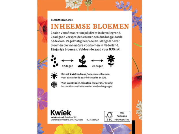Inheemse bloemenmengsel zaden -  KWIEK Uitdeel zakjes