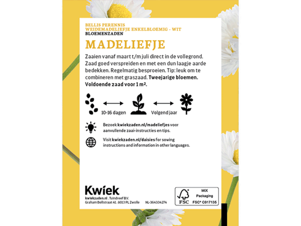 Madelief zaden -  KWIEK Uitdeel zakjes