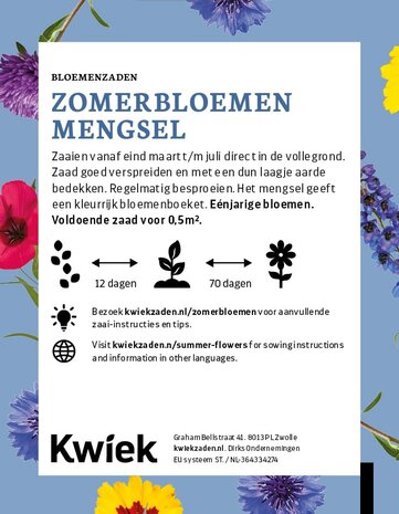 Zomerbloemenmengsel zaden -  KWIEK Uitdeel zakjes