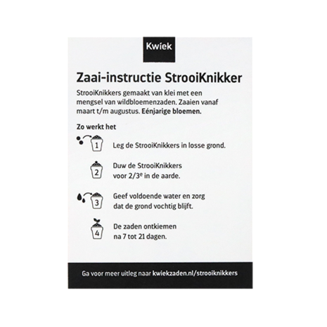  Zaai-instructie kaartje | Kwiek Strooiknikker