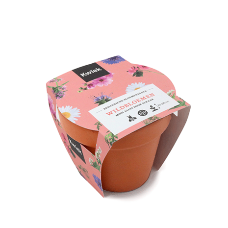Biologische wildbloemen zaden in terracotta potje - Kwiek PootPotje