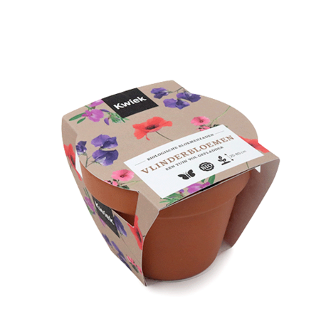 Biologische vlinderbloemen zaden in terracotta potje - Kwiek PootPotje