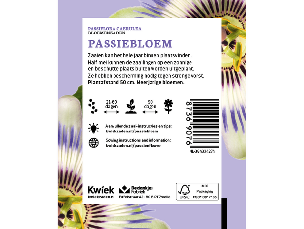 Passiebloem zaden -  Kwiek Uitdeel zakjes