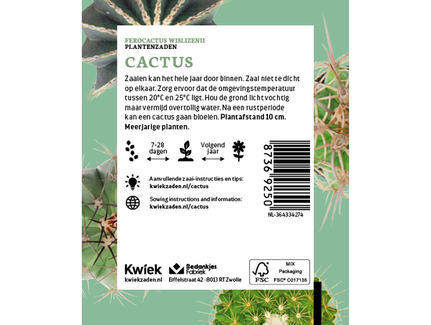 Cactus zaden -  Kwiek Uitdeel zakjes (UITVERKOCHT)