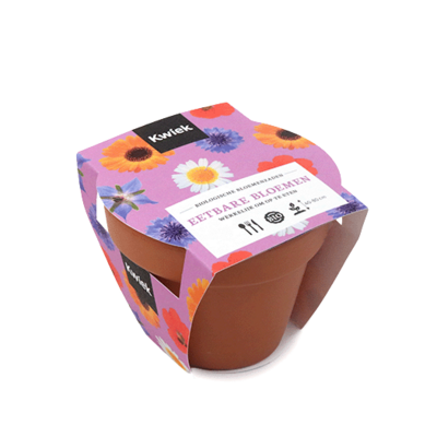 Biologische eetbare bloemen zaden in terracotta potje - Kwiek PootPotje
