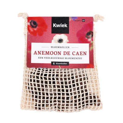Netzakje met 6 anemonen de Caen - Kwiek BloemBollen