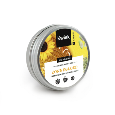BladThee zonnegloed in rond uitdeel blikje - Kwiek BladThee